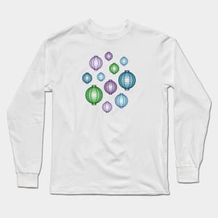 Lanterns | Mid Autumn Festival | Green Purple Blue Long Sleeve T-Shirt